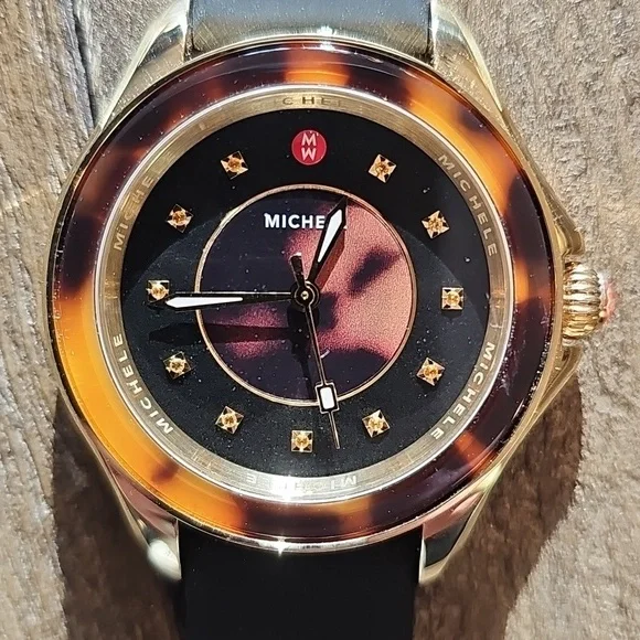 Black and Gold Women's Watch By Michele - Picture 2 of 8